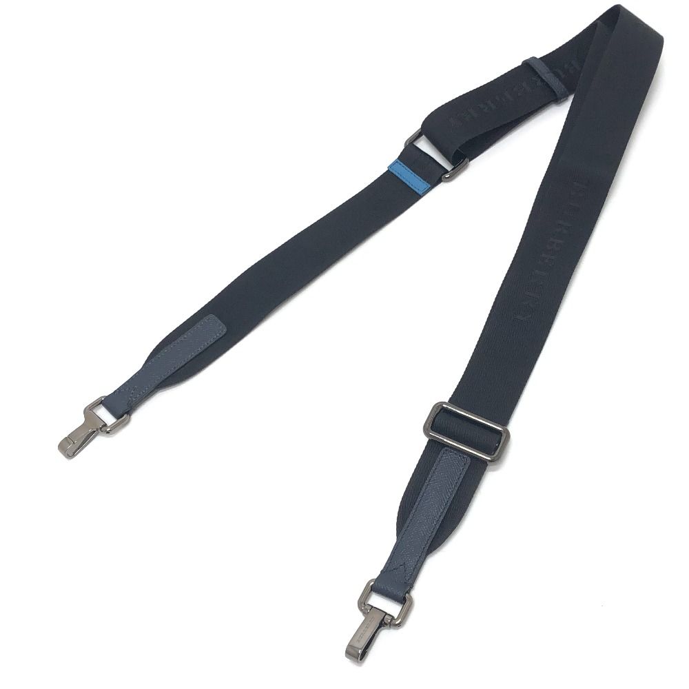 BURBERRY バーバリー ショルダーストラップ ロゴ レザー キャンバス ネイビー