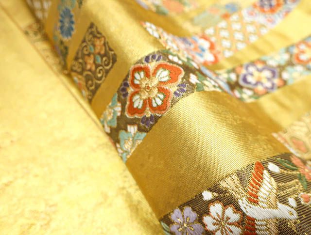 京松】【着物】袋帯 金糸 刺繍 花短冊文 R6B-49 - メルカリ