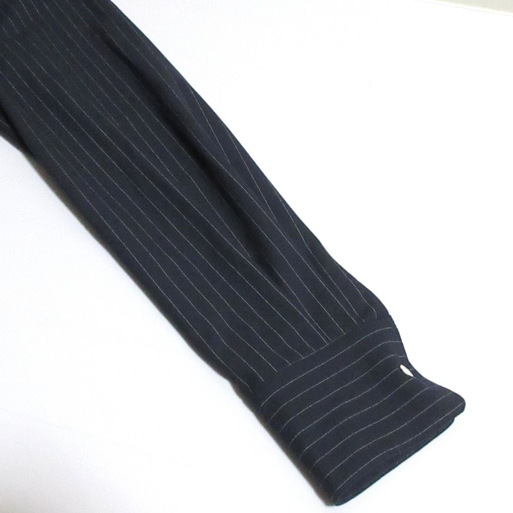 美品 MAISON SPECIAL メゾンスペシャル Worsted Like Over Shirt ストライプ 長袖 チュニックシャツ ブラウス FREE ネイビー レディース 古着 中古 美品 MAISON SPECIAL メゾンスペシャル Worsted Like Over Shirt