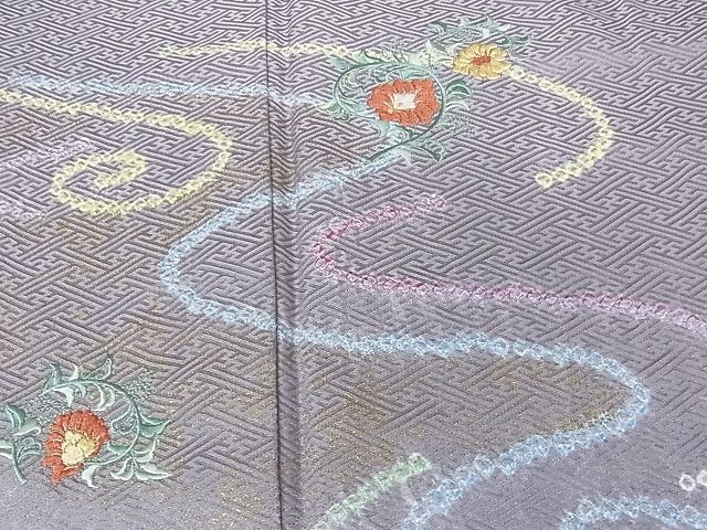 平和屋野田店■訪問着　刺繍　絞り　更紗花文　金糸　逸品　op3155