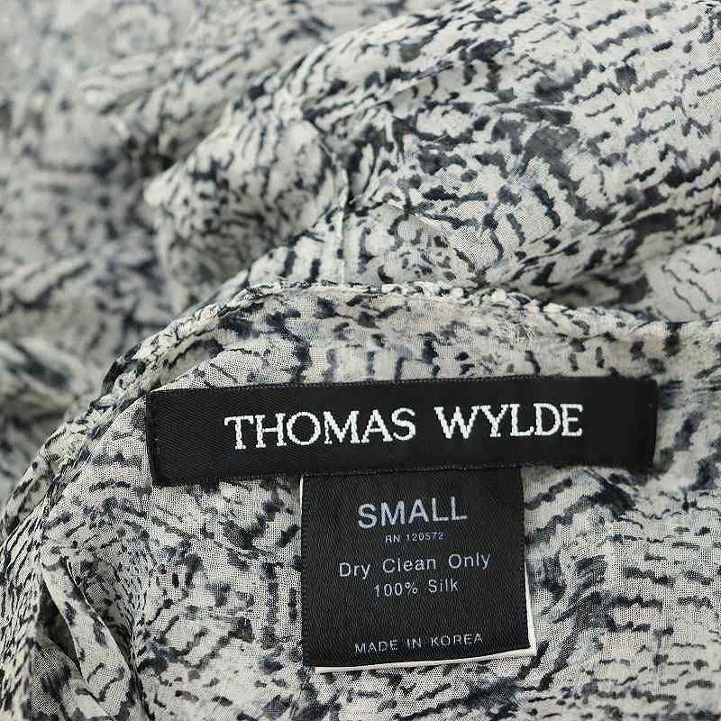 トーマスワイルド THOMAS WYLDE シルクフリルトップス ブラウス ノースリーブ 総柄 S 白 黒 ホワイト ブラック /MI □OS -  メルカリ