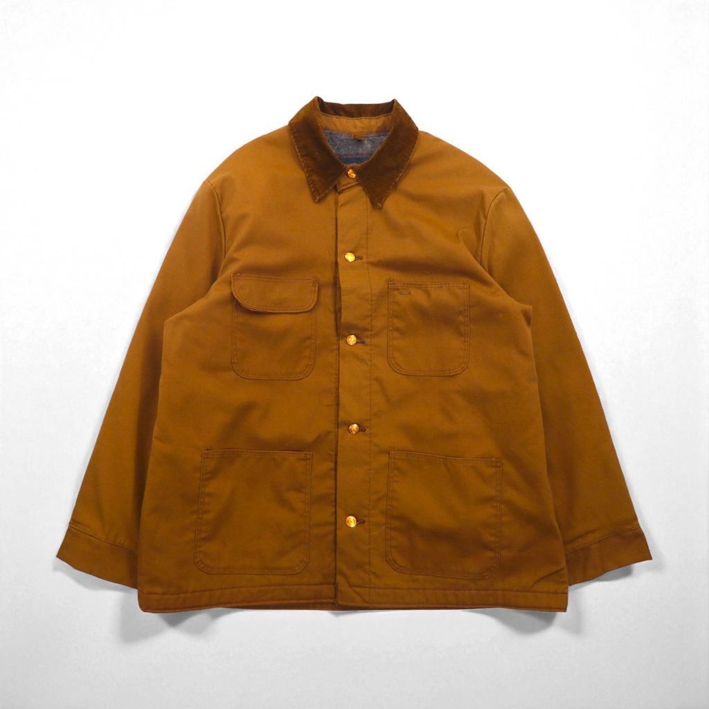Wrangler 70年代 ダック カバーオール XL キャメル ブラウン ブランケットライナー 襟コーデュロイ SANFORIZED