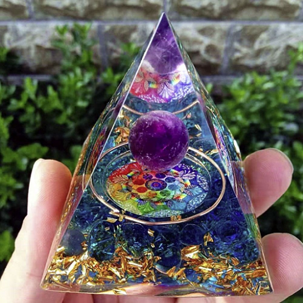 置物 オルゴナイト カラフル 球体 惑星 金箔 ストーン チャクラ