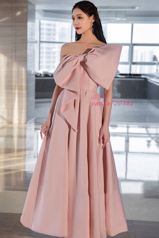 ウェディング ドレス ウェディングドレス 大きいサイズ 3L 4L 小さいサイズ ウェディングドレス ワンショルダー 演奏会 リボン ロングドレス ドレス yan5a720381