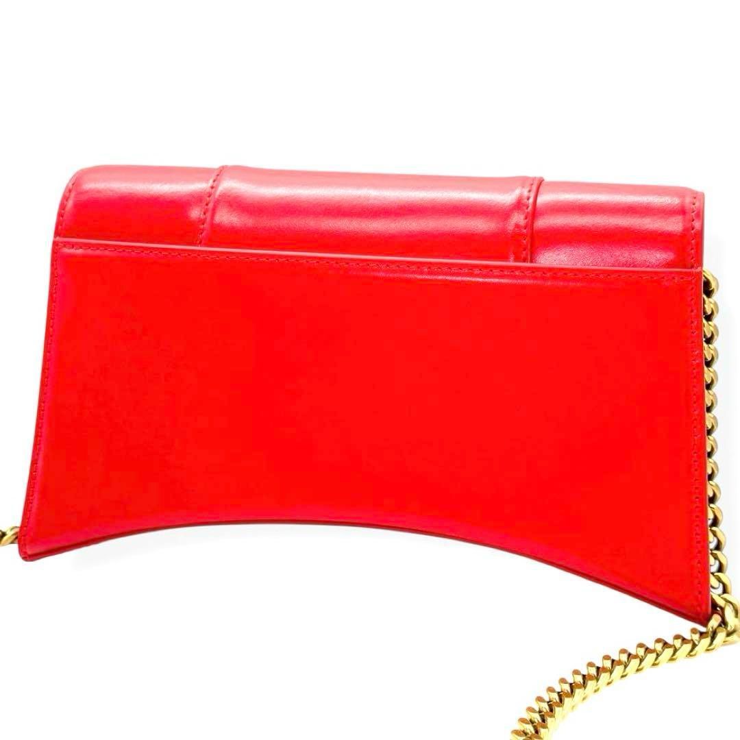 バレンシアガ チェーンショルダーバッグ アワーグラス レッド レザー