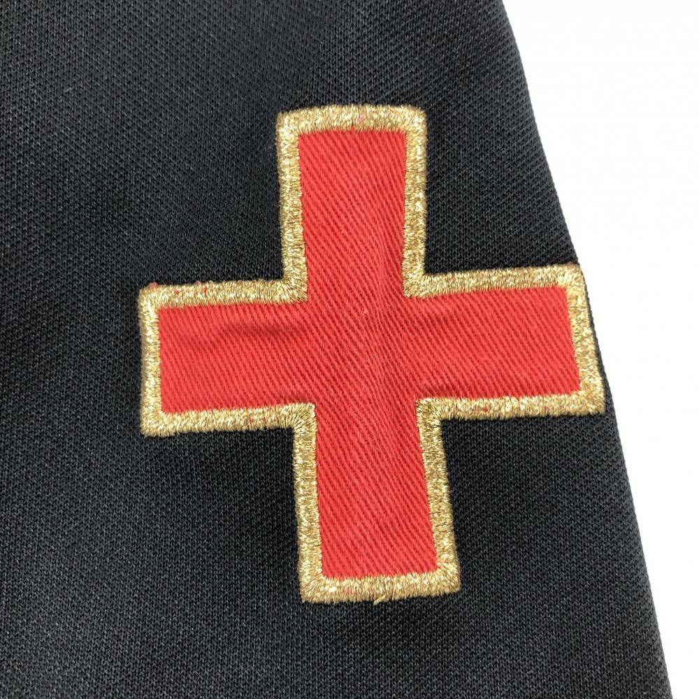 超美品】マークアンドロナ 半袖ポロシャツ 黒×ゴールド スカル刺しゅう