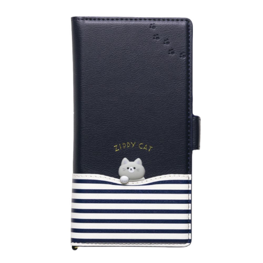 ZIPPYCAT/ネイビー  sakana to neko スマートフォン マルチタイプ 手帳型ケース スマホケース手帳型 全機種対応 かわいい sakana to neko さかなとねこ 魚と猫 手帳型 手帳型ケース ケース スマートフォ