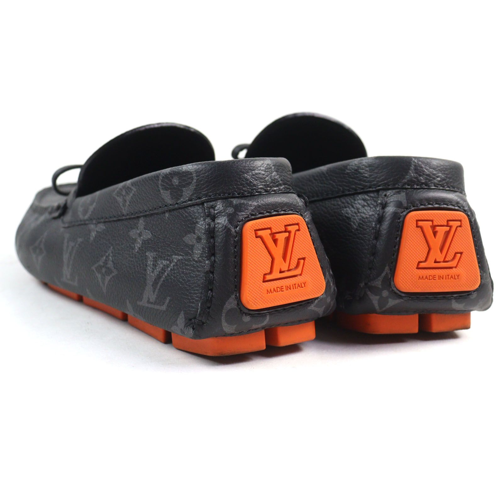 Louis Vuitton ブラック モカシン　　 ３８ LOUIS VUITTON SHOES 38 BLACK MONOGRAM LEATHER SNEAKERS