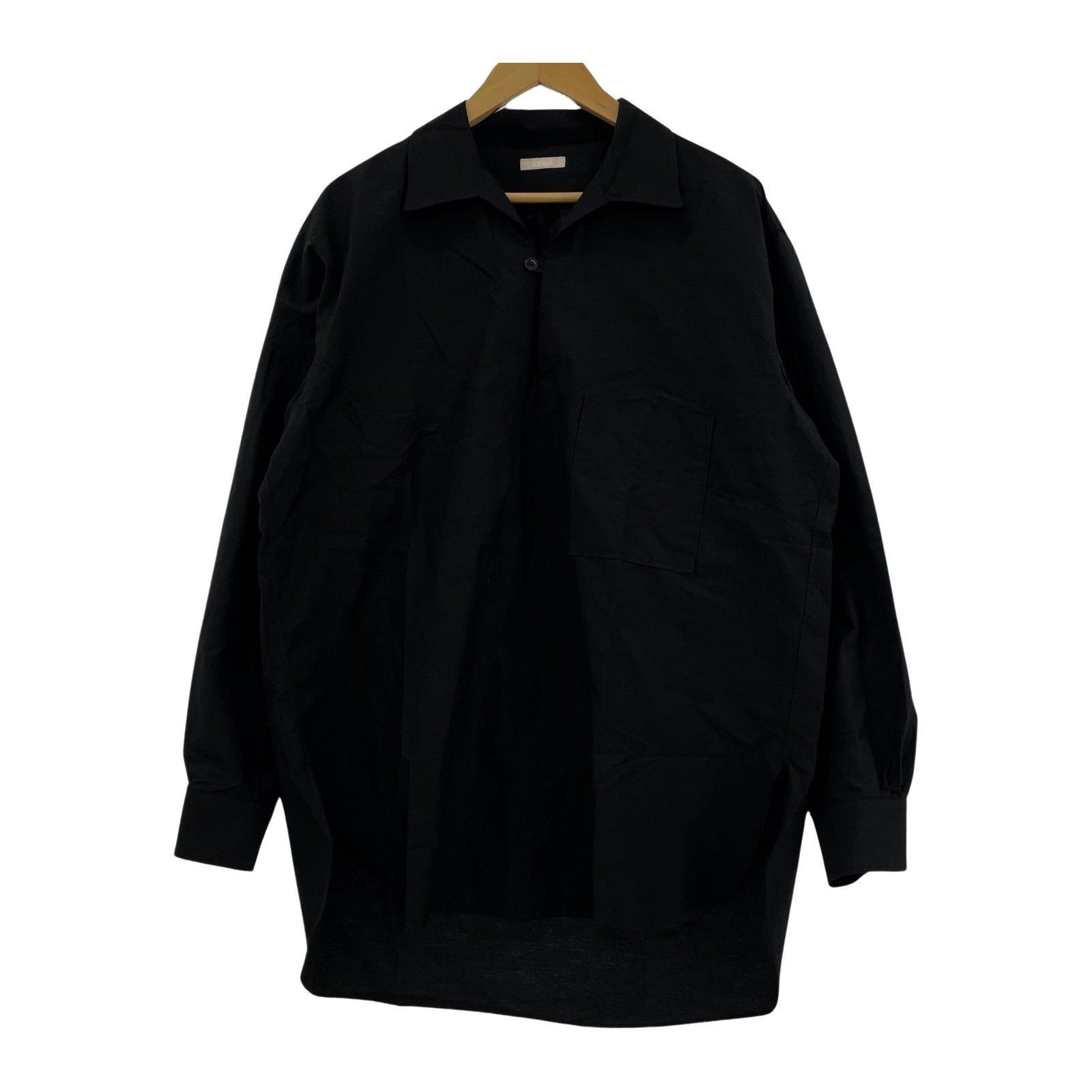 ULTERIOR/C/S PARACHUTE CLOTH PO SHIRT/LSシャツ/4/ブラック