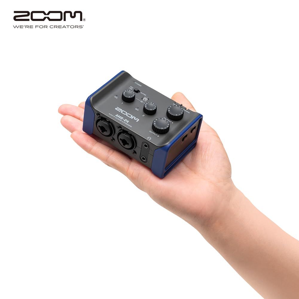 ZOOM ズーム AMS-24 オーディオインターフェース ブラック 2イン4アウト配信機材 USB Type-C対応 小型 手のひらサイズ MUSIC|STREAMING切替スイッチ搭載 ループバック スマホ Windows Mac iOS And