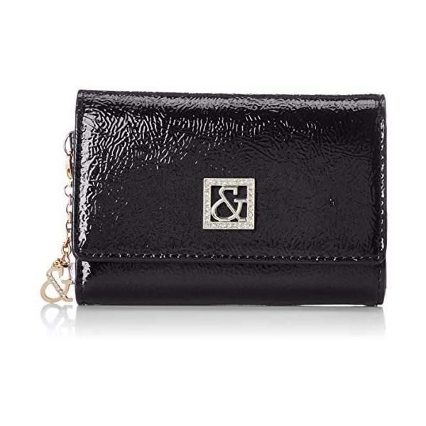 [ピンキーアンドダイアン] 折財布 シェブロンエナメル ソフトエナメル牛革 しわ加工 口金 二つ折り (パープル One Size)