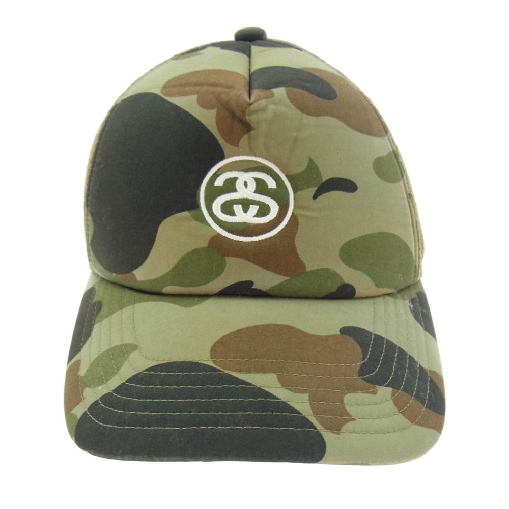 a bathing ape × stussy camo キャップ Stussy x Bape Trucker Cap Yellow Camo 2022 A Bathing Ape