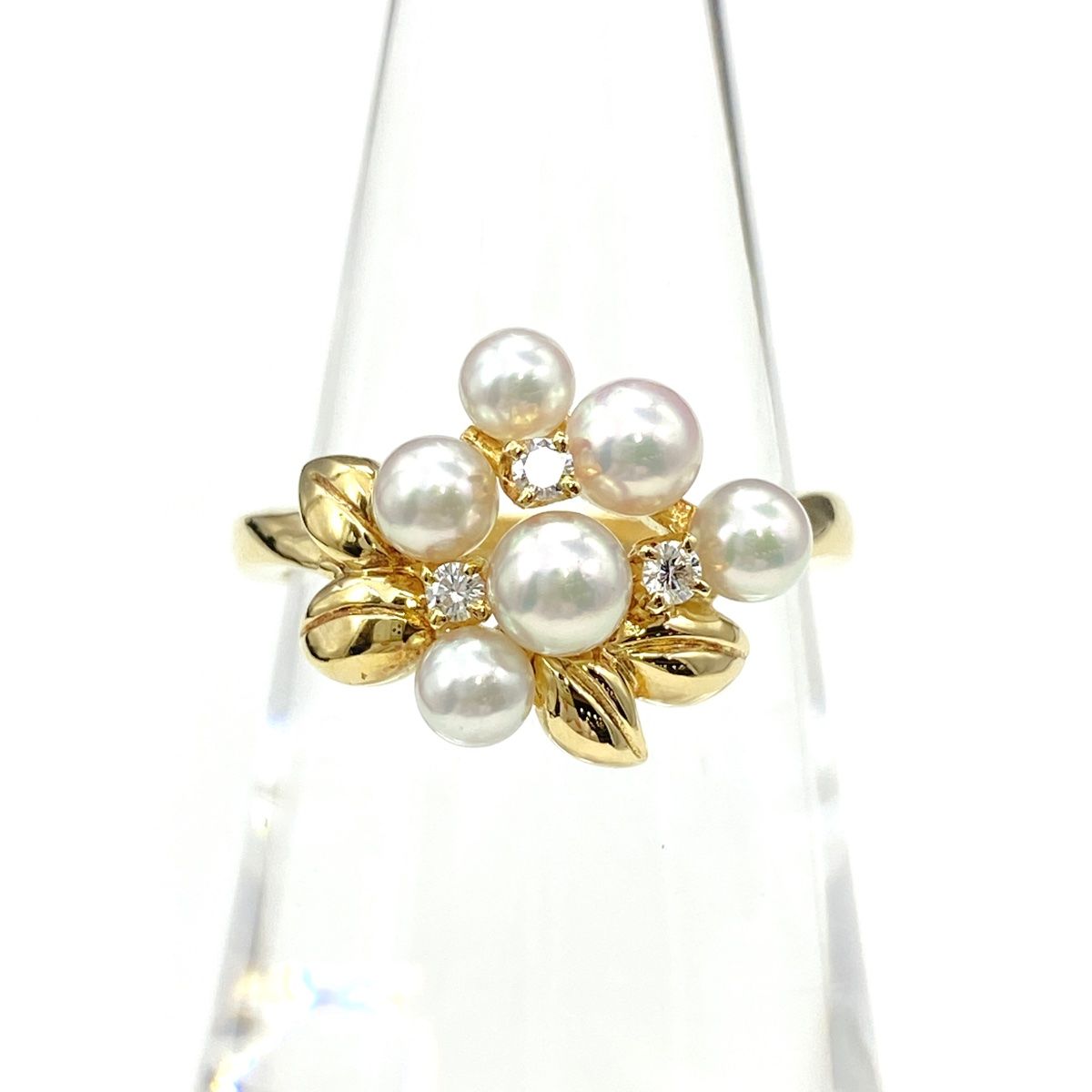 ミキモト MIKIMOTO パール デザインリング YG イエローゴールド 指輪 