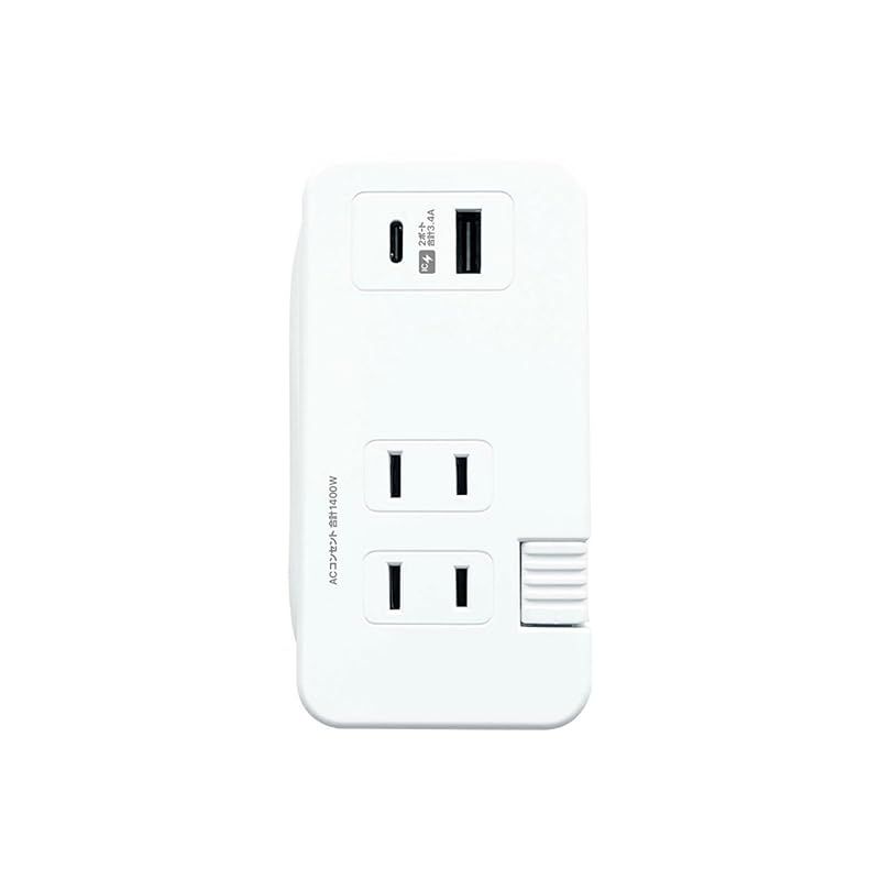 カシムラ 海外・国内対応 旅行用電源タップAC3電源 USB-A+USB-C 3A 0.2m 自動識別 リバーシブル 100～240V対応 NWM-29 0