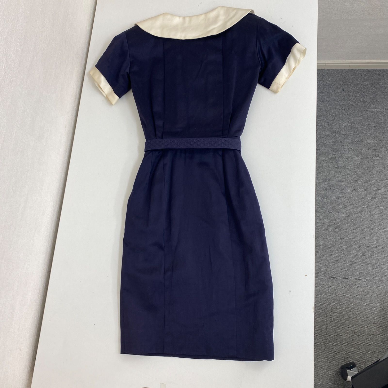 CHANEL シャネル 80年代 コットンセーラードレス ワンピース ネイビー