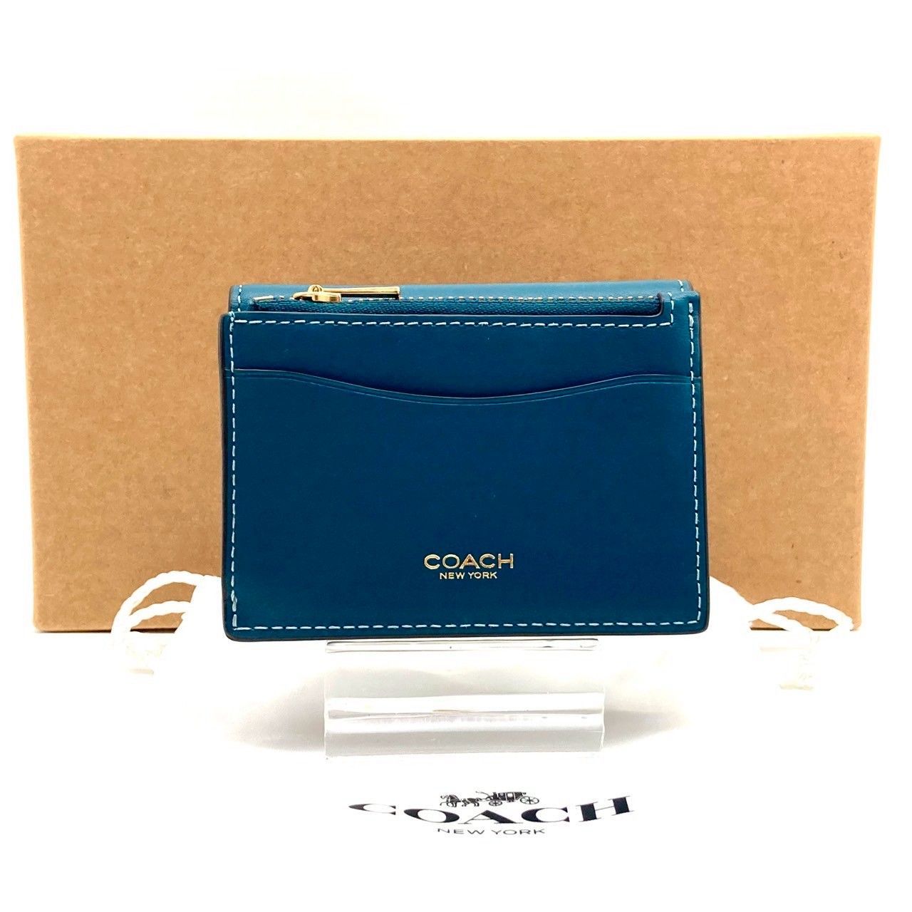 コーチ 三つ折り財布 折り財布 短財布 レザー ブルー 新品 未使用 70908 コーチ 三つ折り財布 折り財布 短財布 レザー ブルー 新品 未