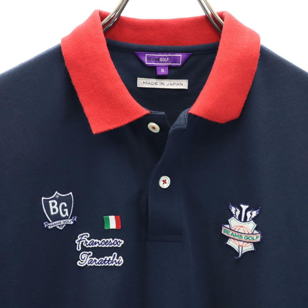 ビームスゴルフ 日本製 ゴルフ 半袖 ポロシャツ S ネイビー BEAMS GOLF