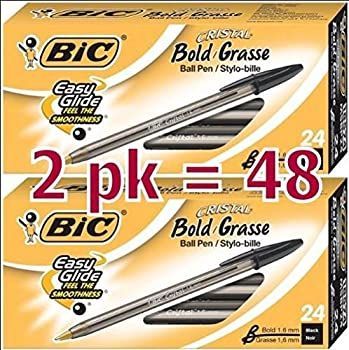 値パックof 48???BIC Cristal太字(1.6?MM) ボールペン、ブラック、48?Ct (msbp241-bk)