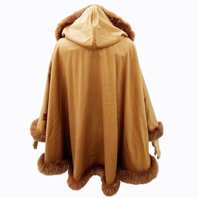 【BALMAN】 キャメル　ケープコート　美品 バルマン BALMAIN 美品 カシミヤ100％ フォックスファー