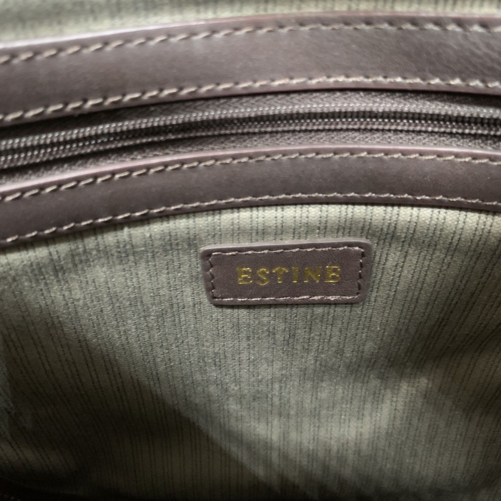 P454 ESTINE エスティーヌ 本革 ダークブラウン レザー編込み メッシュ