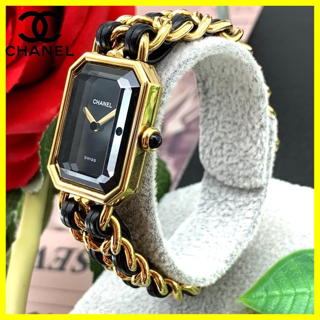 ✨極上品✨ シャネル プルミエール 黒文字盤×ゴールド クォーツ 可動 腕時計