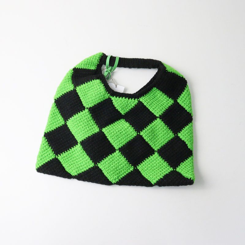 マルニ マーケット MARNI MARKET DIAMOND テックウール ダイアモンド バッグ ミディアム ｜ブラック グリーン