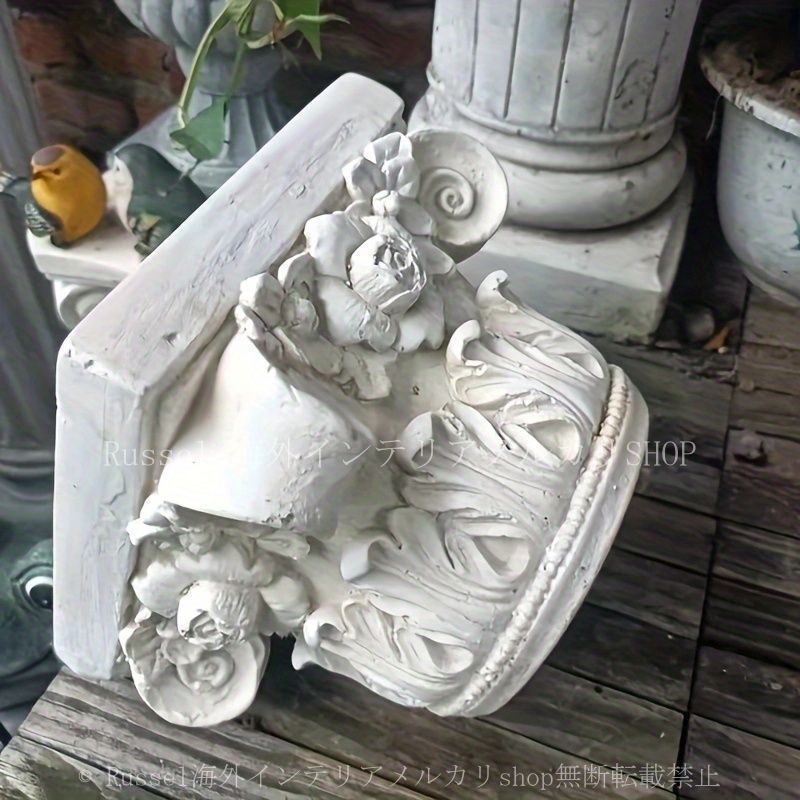 ガーデン オーナメント ヴィンテージ調 オブジェ 置物 おしゃれ かわいい ホワイト 白 レトロ調 アンティーク調 ヴィラ ガーデニング 植木鉢 庭 4-7