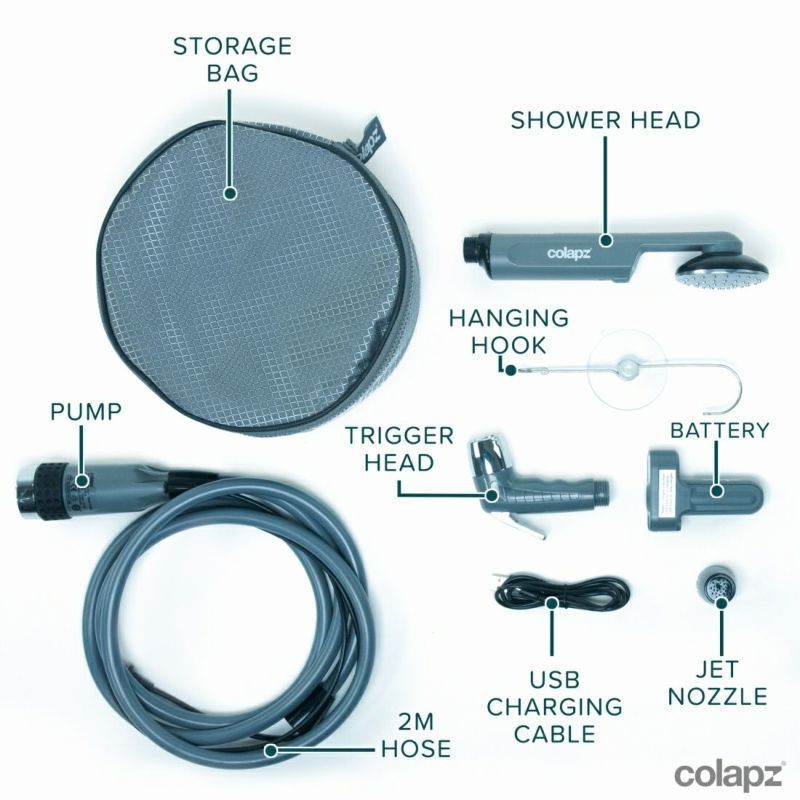 COLAPZ コラプズ 12v Portable Rechargeable Travel Shower 3in1 ポータブルシャワー USB充電