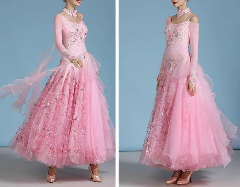 新品・未使用社交ダンスドレス スタンダードドレス モダンダンス 刺繍