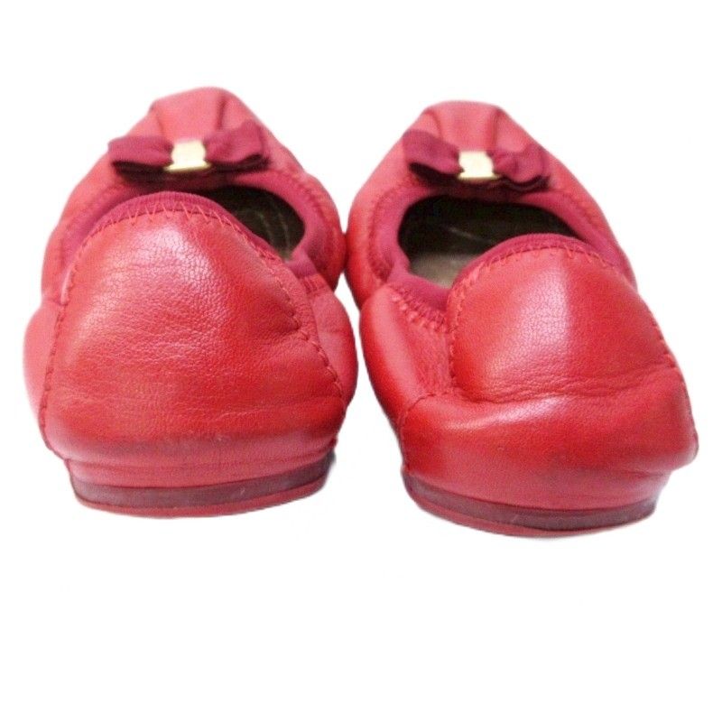 SalvatoreFerragamoリボン付きレッドフラットシューズ SalvatoreFerragamoリボン付きレッドフラットシューズ