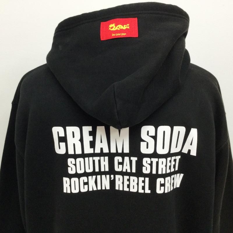 CREAMSODA クリームソーダ パーカー 長袖 両面ロゴプリント プルオーバーパーカー 肩袖日焼けあり - メルカリ