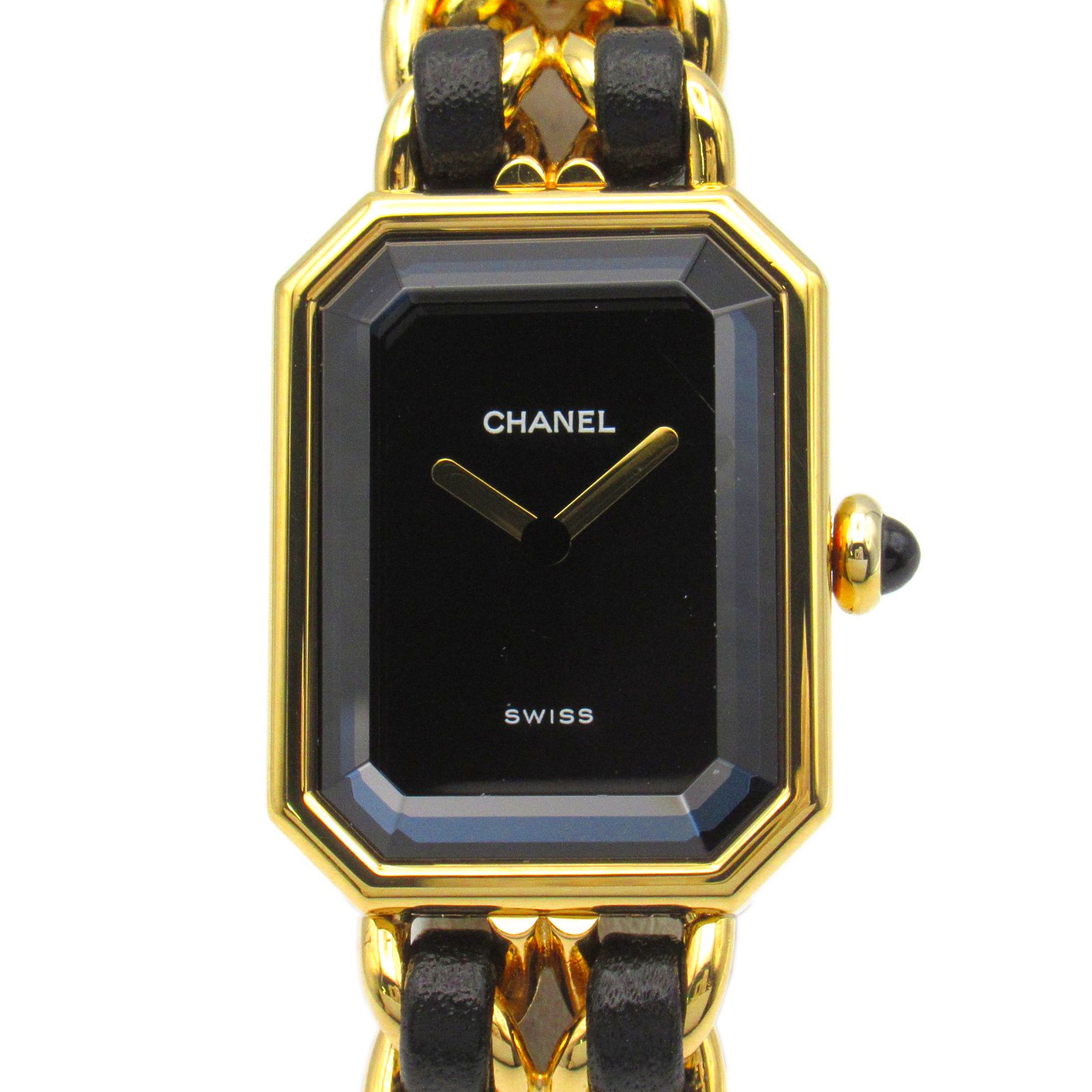 シャネル CHANEL 腕時計 プルミエールS H0001 ブラック GP（ゴールドメッキ） レザー プルミエールS レディース Used A
