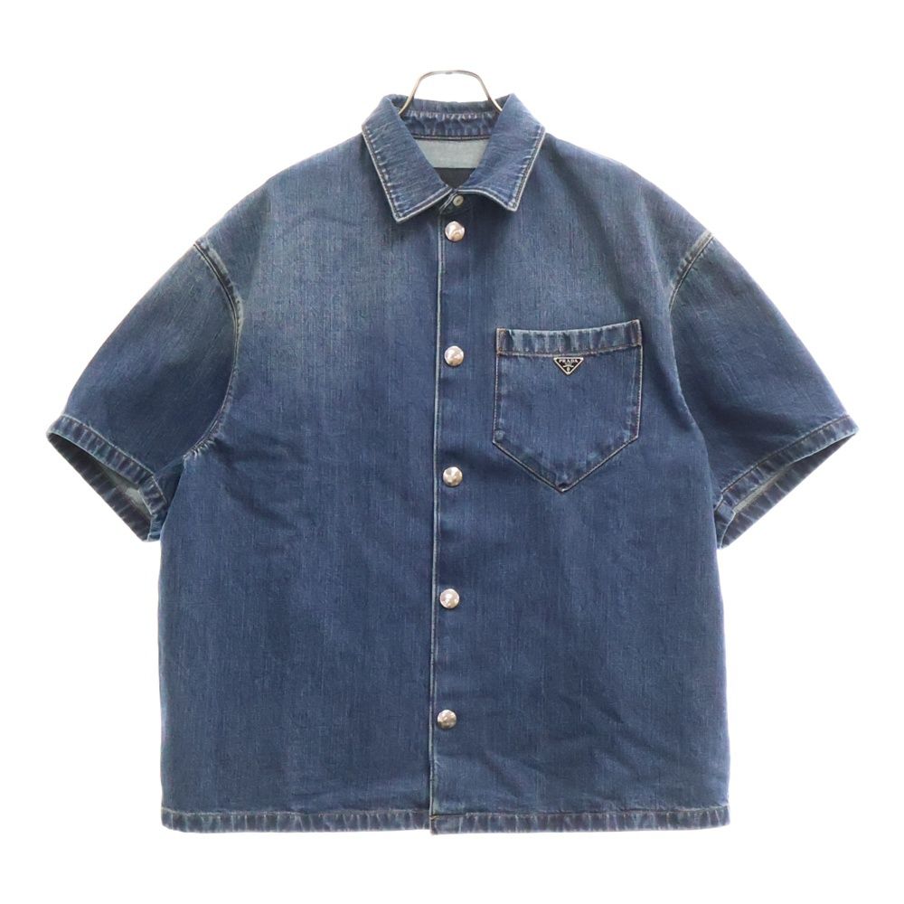 PRADA (プラダ) Denim Short Sleeve Shirt トライアングルロゴプレート