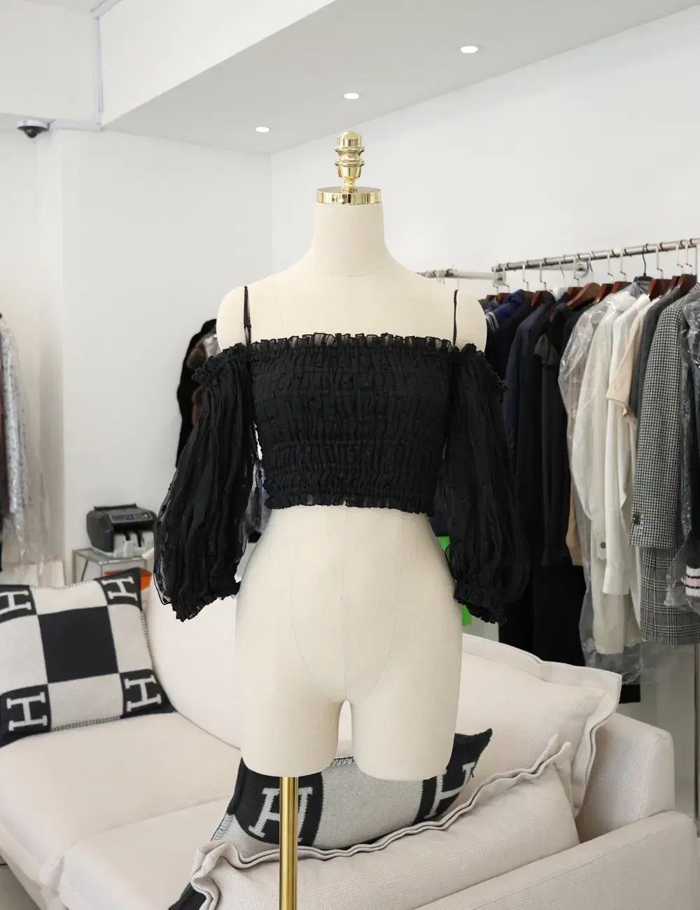 Dior ディオール オフショルダー ブラウス トップス 黒 38 241B06A7729