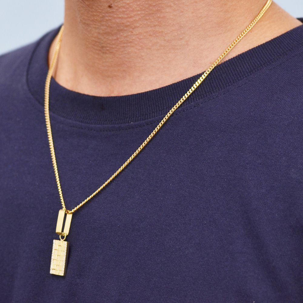 ネックレス メンズ K18 18K 18金 ダイヤモンド プレート ペンダント