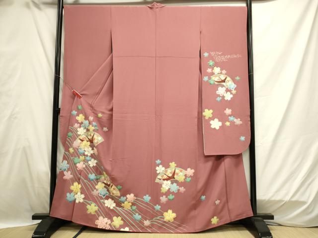 平和屋着物□豪華振袖 扇面飛鶴花文 金彩 正絹 逸品 DAAT8170qp
