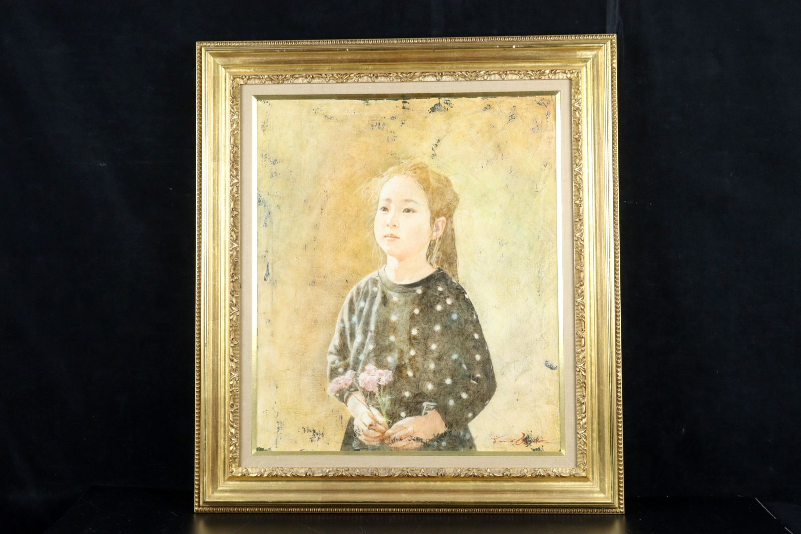 山田赤代子　【ベコニヤ】　肉筆油彩画　直筆サイン fit=scale-down,w=1200