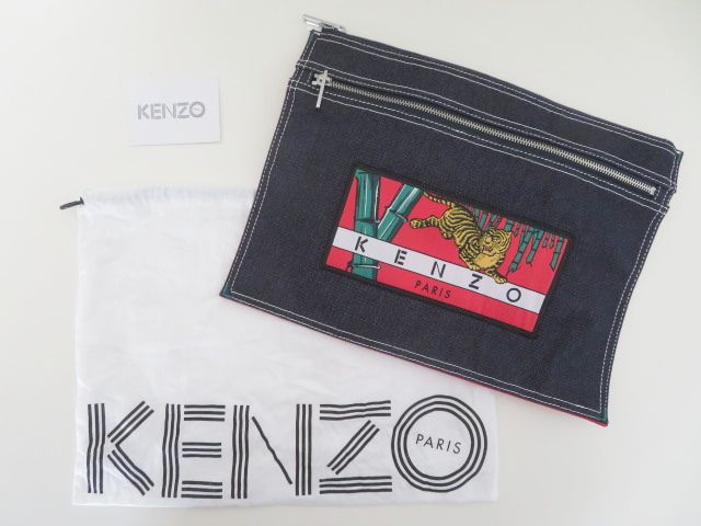 公式ショップKENZO ケンゾー トラ デニム 葛飾北斎 クラッチバッグ