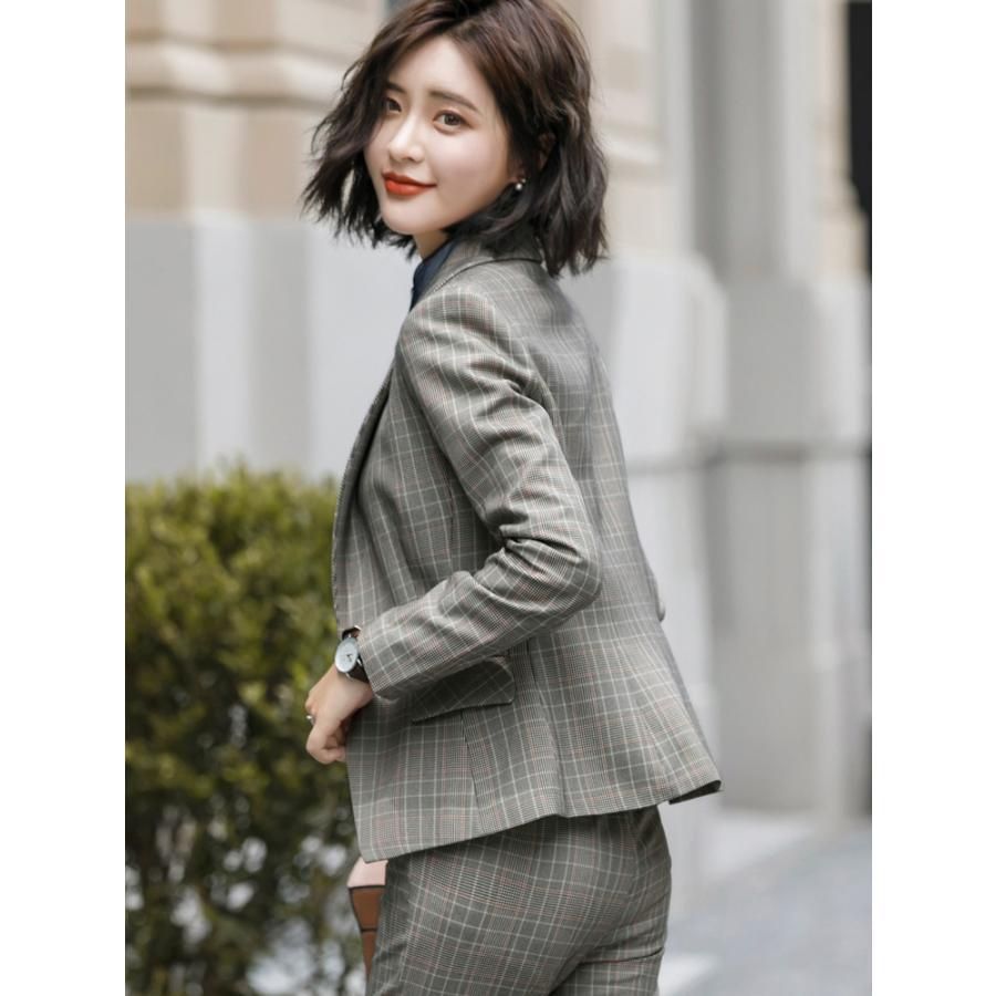 セットアップ パンツスーツ レディース上下 スーツジャケットチェックフォーマル 楽天市場】パンツスーツ レディース チェック柄 スーツセット