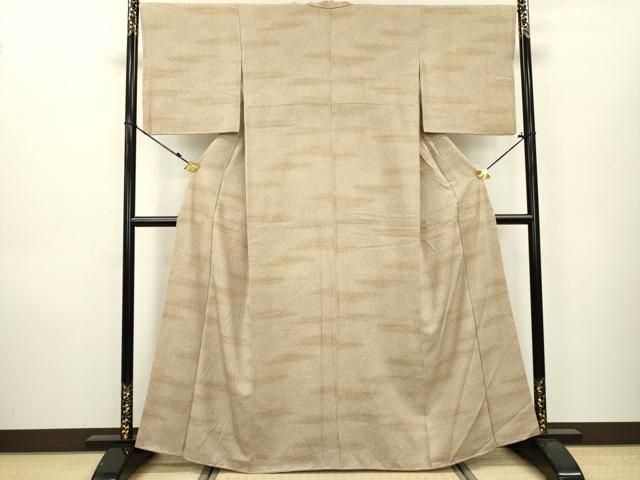 平和屋着物▽上質な小紋 単衣 ふくれ織 霞斜線文 正絹 逸品