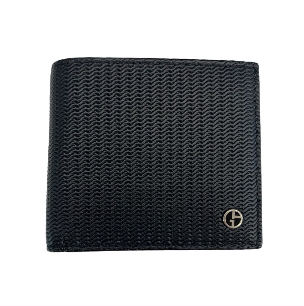 ジョルジオ アルマーニ GIORGIO ARMANI 二つ折りウォレット エンボスレザー 黒 レザーウォレット 折り財布 Y2R122 YS16E 財布 ケース メンズ財布 ブラック 101G-230