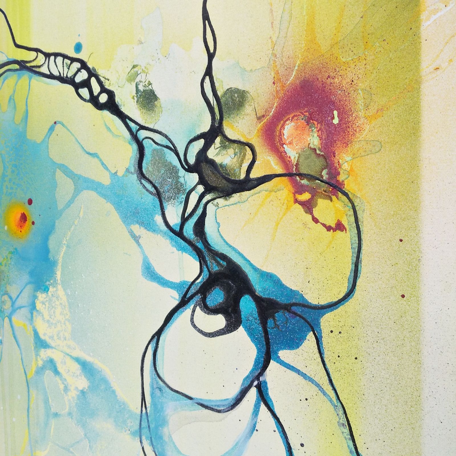 Rikke Darling 『A Twisted Way』デンマーク 絵画 抽象画 アクリル スプレーペイント アート 画家 リッケ・ダーリング R2505-085 Rikke Darling 『A Twisted Way』デンマーク 絵画 抽象画