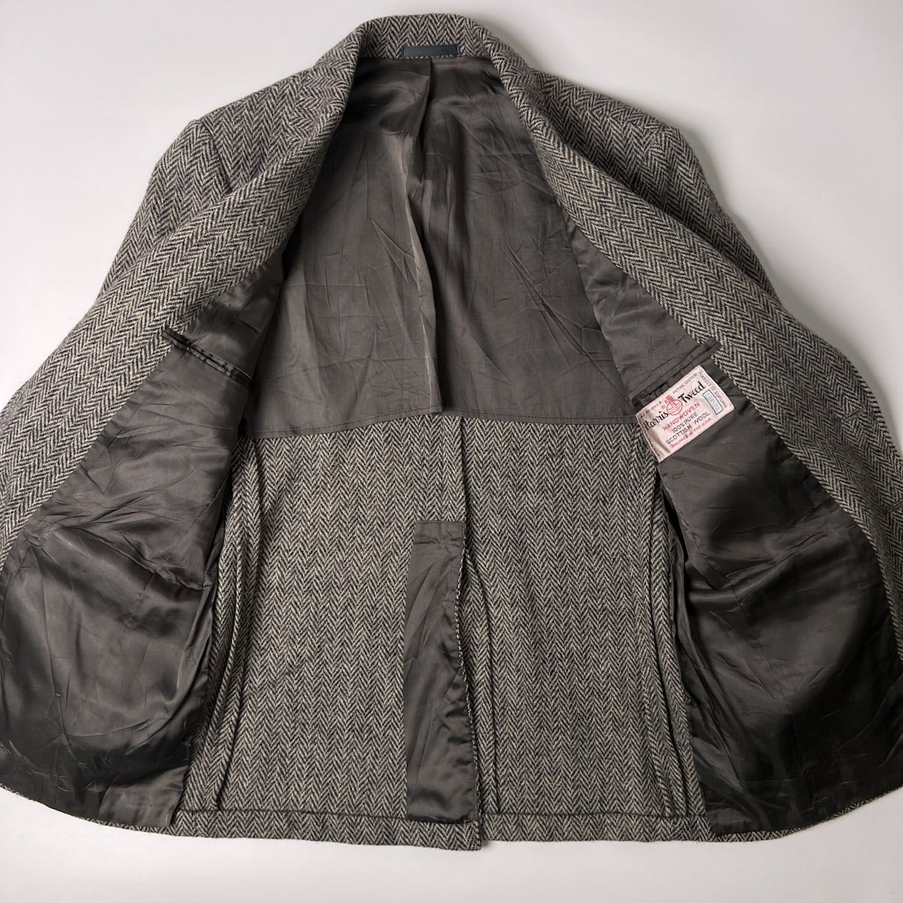アメリカ製 ハリスツイード テーラードジャケット ヘリンボーン 胡桃釦