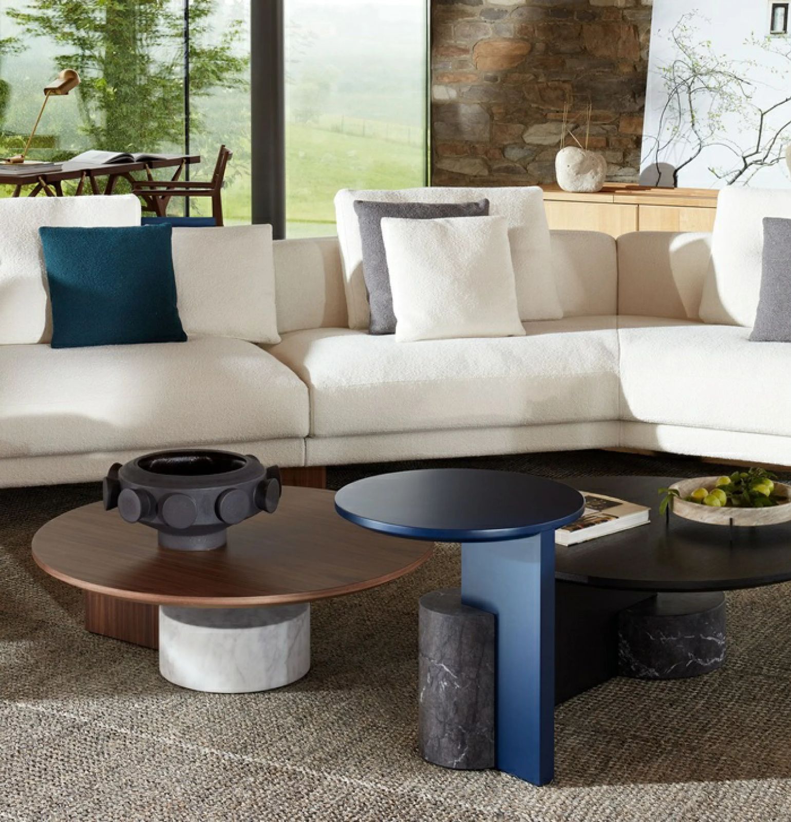 ◾︎SELUNO◾︎ 展示 Cassina カッシーナ 557 SENGU セングウ ローテーブル 2点セット アメリカンウォールナット材 - マットネイビー塗装 152万 v739