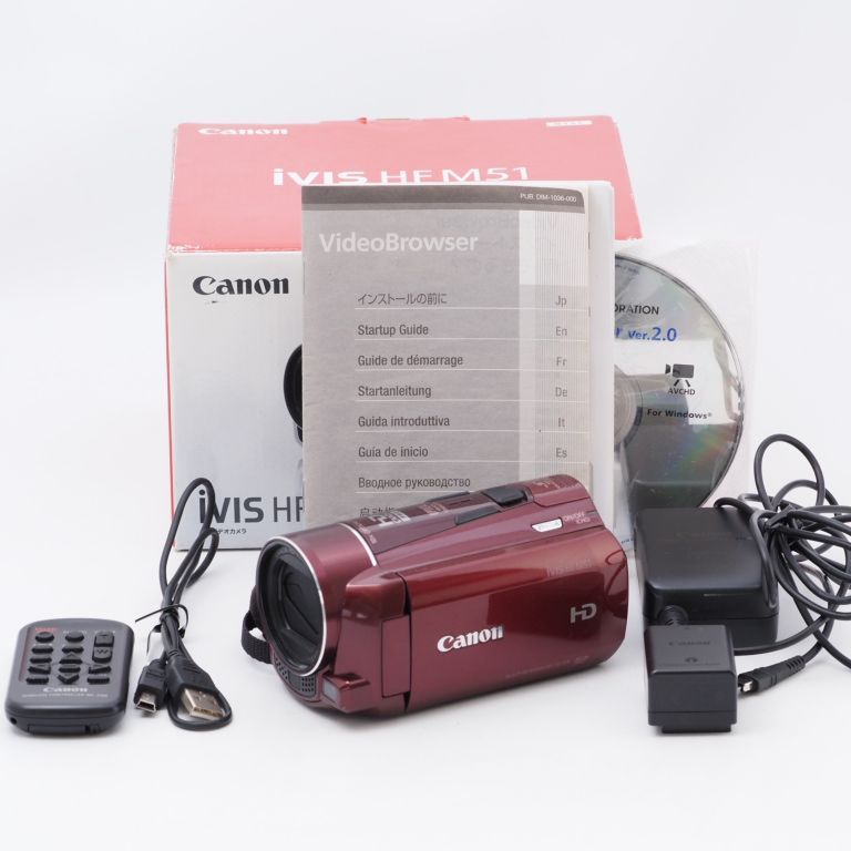 Canon キヤノン デジタルビデオカメラ iVIS HF M51 レッド 光学10倍ズーム IVISHFM51RD