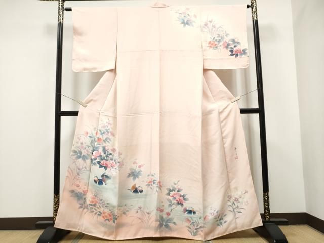 BY 2848　単衣 訪問着 安達華生　訪問着　手描き　花　暈し染め　逸品 2848 単衣 訪問着 安達華生 訪問着 手描き 花 暈し染め 逸品