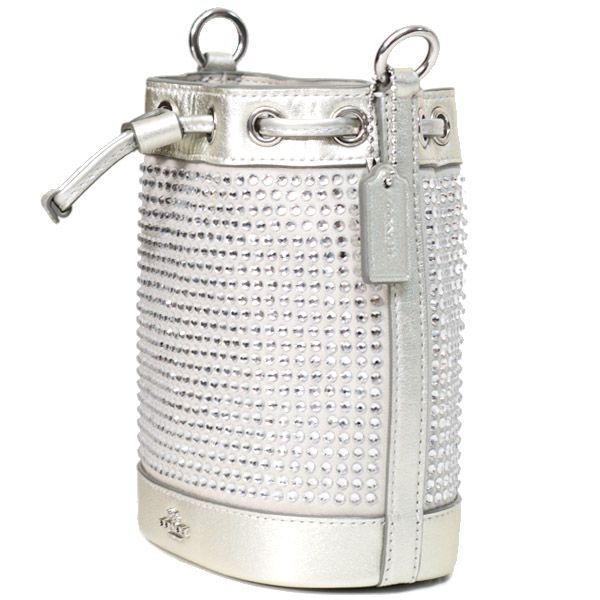 コーチ バッグ COACH レザー クリスタル ファブリック ストーン