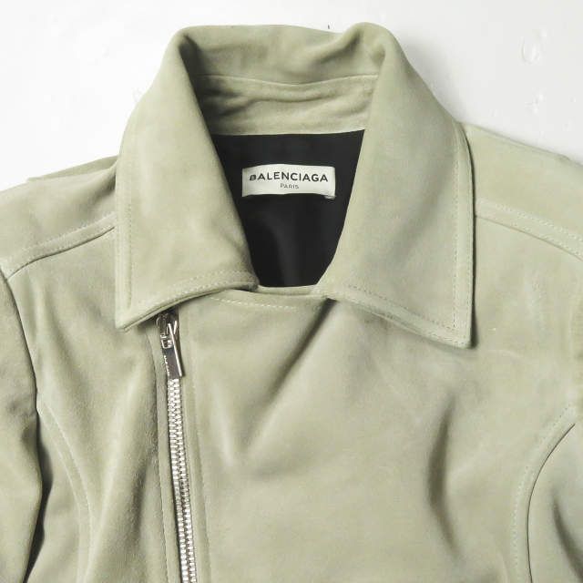 BALENCIAGA バレンシアガ トルコ製 Suede Biker Jacket スエードダブル ...