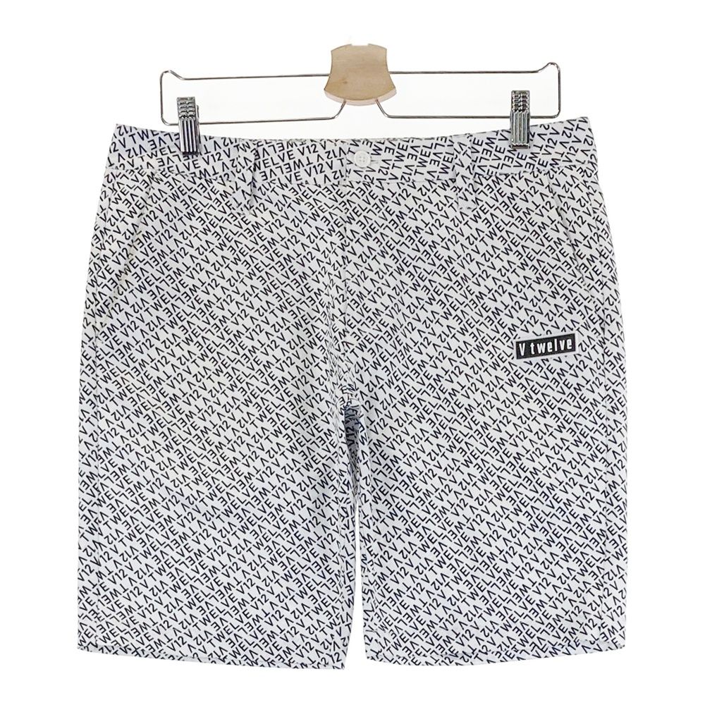 サイズ L V12 ヴィトゥエルヴ 2025年 ハーフパンツ ロゴ総柄 ホワイト系 240101473550 ゴルフウェア メンズ ストスト