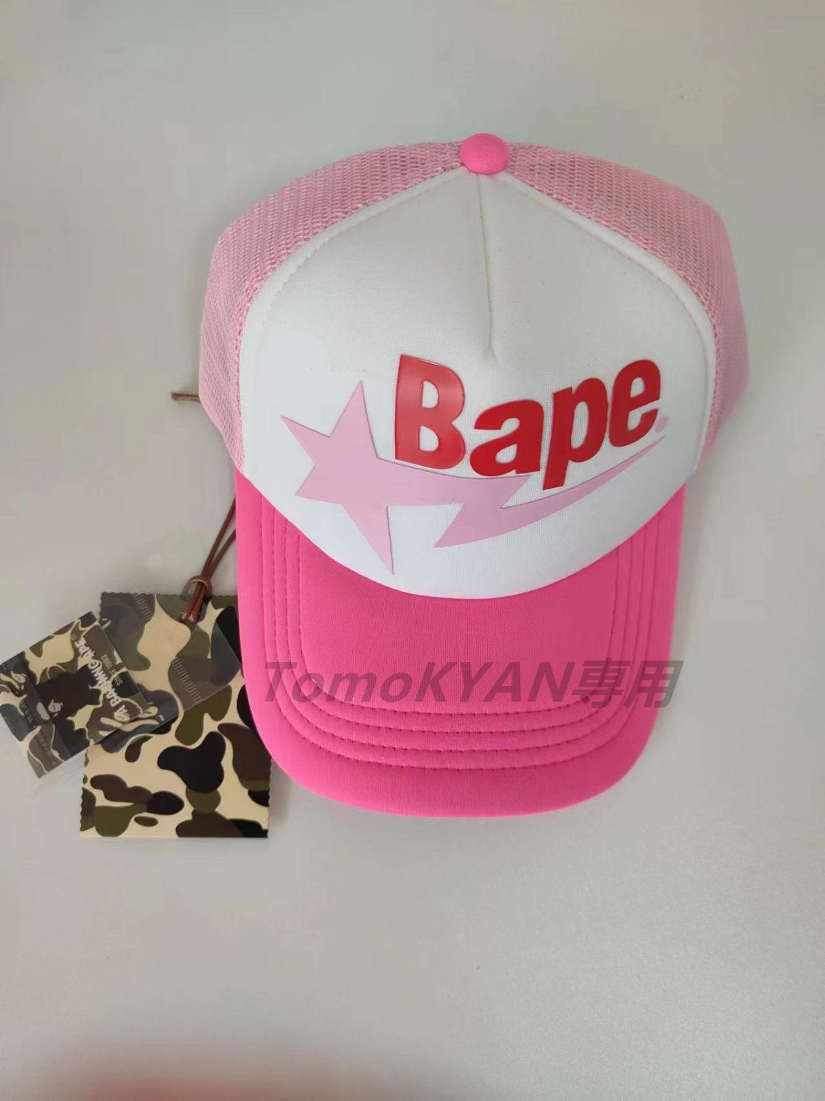 【大人気】A BATHING APE アベイシングエイプ キャップ 帽 新品 メッシュキャップ OG bapesta trucker hat cap BAPE ベイプスタピンク